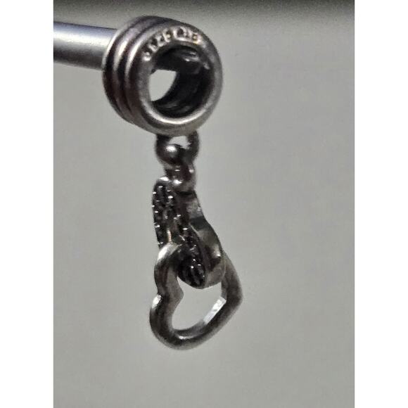 Pandora Interlocking Love Heart Sterling Silver Dangle Bead Charm 791242CZ - Picture 6 of 6